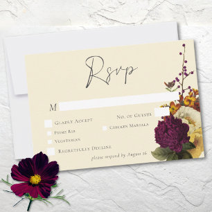 Elegante sieraden vintage bloem ivoor bruiloft RSVP kaartje