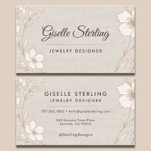 Elegante Sieradenontwerper Botanische Bloem Linen Visitekaartje