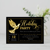 Elegante Sierduif Vakantiefeest Goud Folie Uitnodiging (Staand Voorkant)