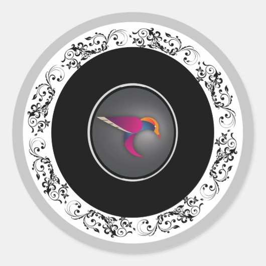 Elegante Sierkolibrie Logo Ronde Sticker (Voorkant)