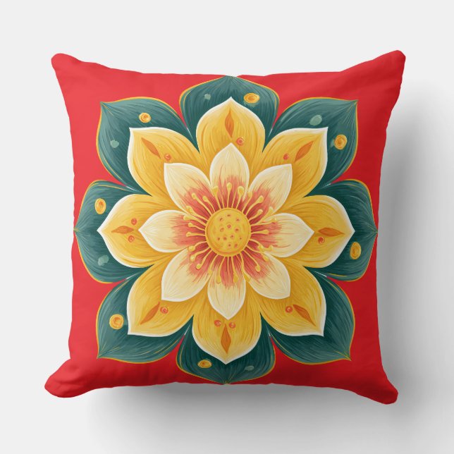 Elegante sierkussen met bloemenprint (Voorkant)