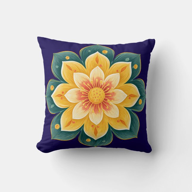 Elegante sierkussen met bloemenprint (Voorkant)
