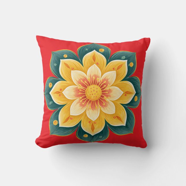 Elegante sierkussen met bloemenprint (Voorkant)