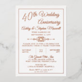 Elegante Sierlijke 40e Huwelijksjubileum Feest Fol Folie Uitnodiging (Voorkant)