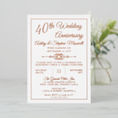 Elegante Sierlijke 40e Huwelijksjubileum Feest Fol Folie Uitnodiging (Staand Voorkant)