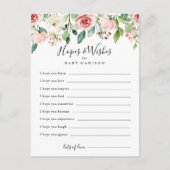 Elegante sierlijke Baby shower Hopes & Wishes Kaar Briefkaart (Voorkant)