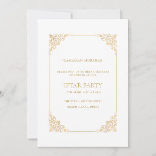 Elegante Sierlijke Barok Gouden Script Iftar Feest Kaart