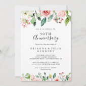 Elegante sierlijke bloem 50ste huwelijksverjaardag kaart (Voorkant)