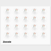 Elegante sierlijke bloemen dank u bruiloft gunst ronde sticker (Vel)