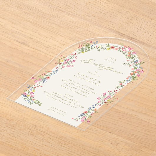 Elegante sierlijke bloemenboog voorjaar Vrijgezell Acryl Uitnodigingen (Laagn)