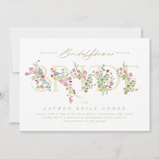 Elegante sierlijke bloemenlente BRIDE Vrijgezellen Kaart (Voorkant)