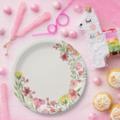 Elegante sierlijke bloemenlente bruiloft Vrijgezel Papieren Bordje (Feest)