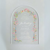Elegante sierlijke bloemenzomer boog bruiloft acryl uitnodigingen
