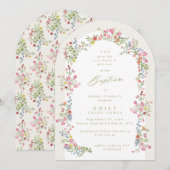 Elegante sierlijke bloemenzomer boog doop kaart (Voorkant / Achterkant)