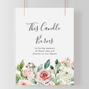 Elegante sierlijke bloemkaars brandt bord poster