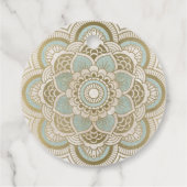 Elegante Sierlijke Gouden Turquoise Mandala Bruilo Bedankjes Labels (Achterkant)