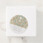 Elegante Sierlijke Gouden Turquoise Mandala Bruilo Bedankjes Labels (In situ)