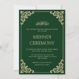 Elegante Sierlijke Groene Gouden Henna Mehndi Cere Kaart