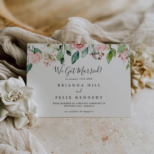 Elegante sierlijke herfst bloemen elopement aankondiging