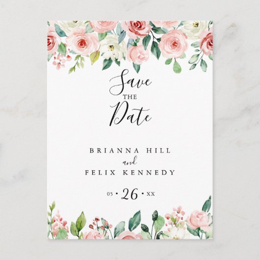 Elegante sierlijke herfst bloemen opslaan de datum briefkaart (Voorkant)