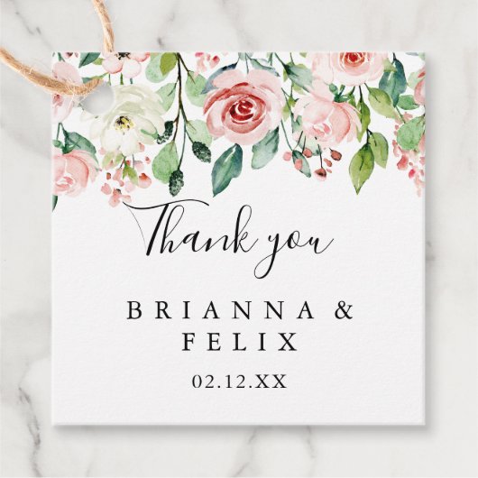 Elegante sierlijke herfst bloemenbruiloft bedankjes labels (Voorkant)