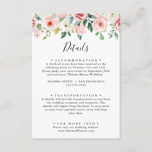 Elegante sierlijke herfst bloemenbruiloft details informatiekaartje (Voorkant)