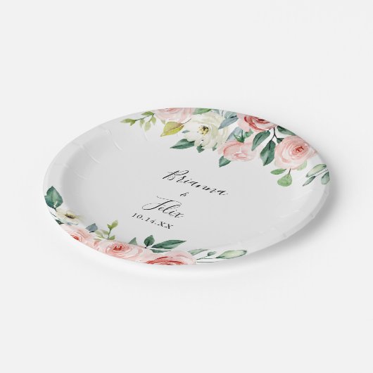 Elegante sierlijke herfst bloemenbruiloft taart papieren bordje (Gekanteld)