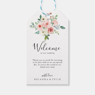 Elegante sierlijke herfst bloemenbruiloft welkom cadeaulabel