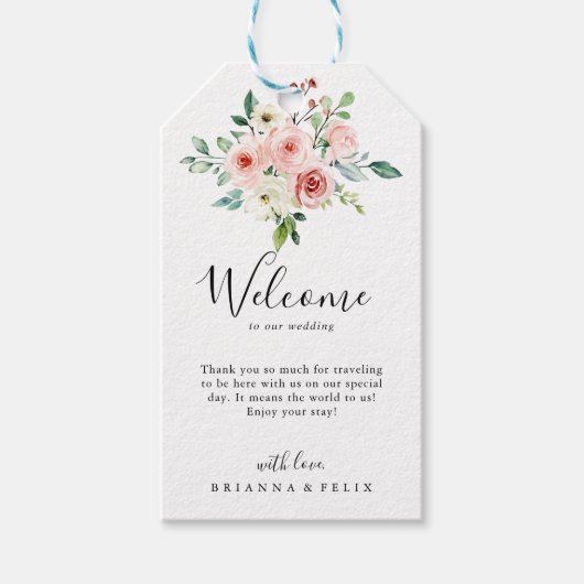 Elegante sierlijke herfst bloemenbruiloft welkom cadeaulabel (Voorkant)