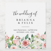 Elegante sierlijke herfst bloemenbruiloft wijn lab wijn etiket (Enkel label)