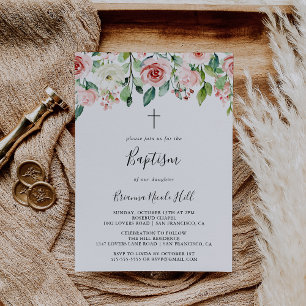 Elegante sierlijke herfst bloemendoop kaart