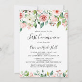 Elegante sierlijke herfst bloemeneerste communie kaart (Voorkant)