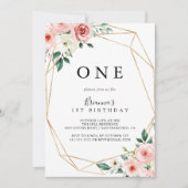 Elegante sierlijke herfst bloemeneerste verjaardag kaart (Voorkant)