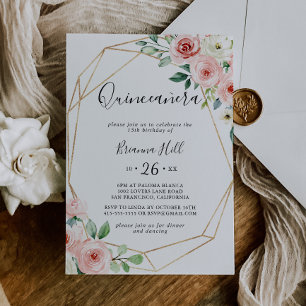 Elegante sierlijke herfst bloemenquinceañera kaart