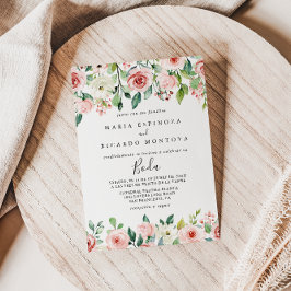 Elegante sierlijke herfst bloemenspaanse bruiloft kaart