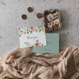 Elegante sierlijke herfst bloemenvlakke bruiloft bedankkaart