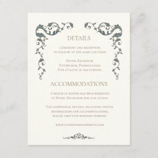 Elegante Sierlijke Huwelijksdetails Bijlagekaart Informatiekaartje
