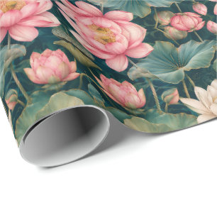 Elegante Sierlijke Lotus Bloem Kunst Cadeaupapier