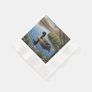 Elegante sierlijke Mallard op rustige landvijver Servet