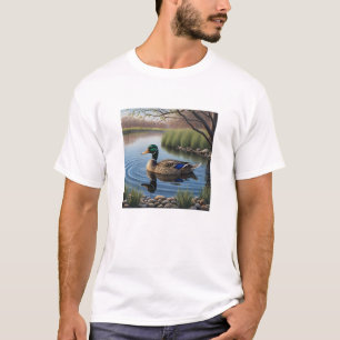 Elegante sierlijke Mallard op rustige landvijver T-shirt