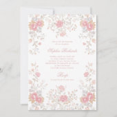 Elegante Sierlijke Roze Rozen | Doop Kaart (Voorkant)