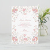 Elegante Sierlijke Roze Rozen | Doop Kaart (Staand voorkant)