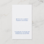 Elegante sierlijke Rozen Crest Blue Monogram Visitekaartje (Achterkant)