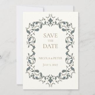 Elegante Sierlijke Scroll Ontwerp Bewaar de Datum