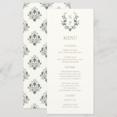 Elegante Sierlijke Trouwmenu Kaart (Voorkant / Achterkant)
