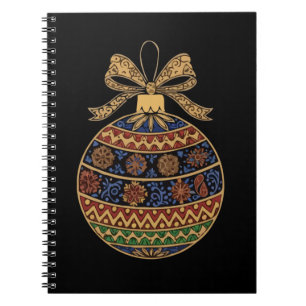Elegante Sierlijke Volkskunst Boheemse Kerst Ornam Notitieboek