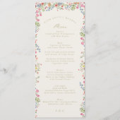 Elegante sierlijke waterverf bloemenlente bruiloft menu (Voorkant)
