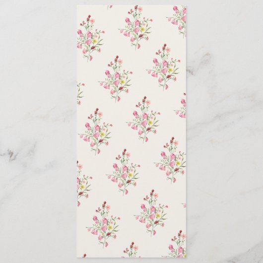 Elegante sierlijke waterverf bloemenlente bruiloft menu (Achterkant)