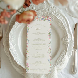 Elegante sierlijke waterverf bloemenlente bruiloft menu