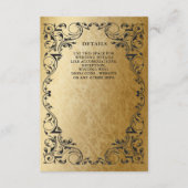 Elegante sierlijke zwart gouden bruiloft details informatiekaartje (Voorkant)